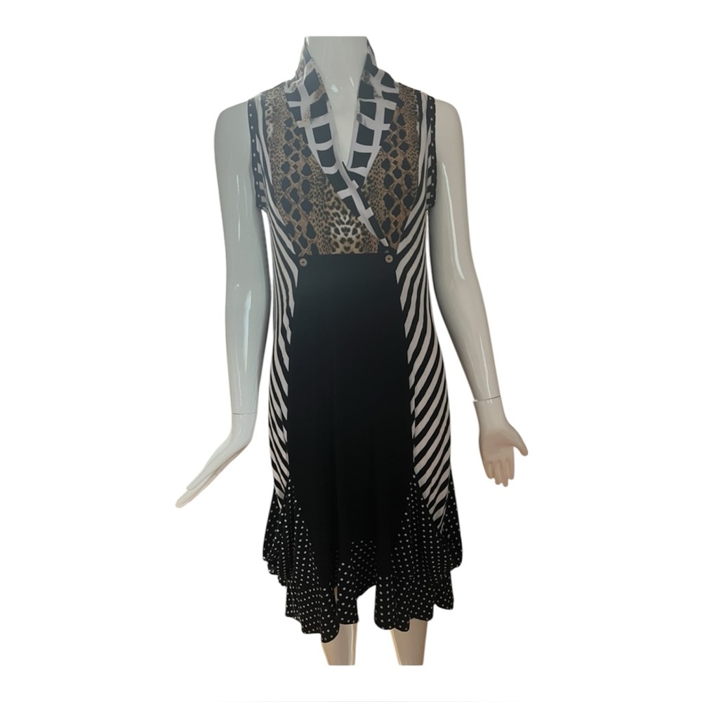 Joseph Ribkoff Black and Brown Backless Dress